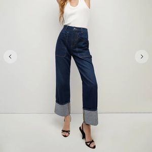 Veronica Beard Dylan Straight leg Cuffed Jeans